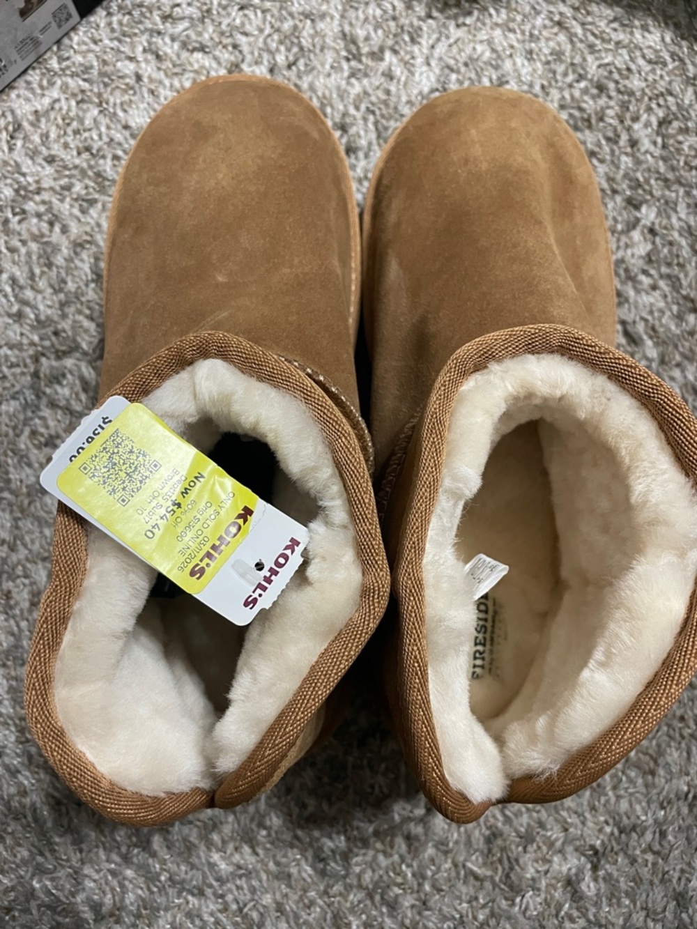 Womens Fireside by Dearfoams Cozy Faux-Shearling Slippers - Brown -